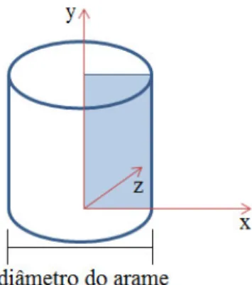 Figura 5. Esquematização do sistema axial simétrico utilizado no modelo. 