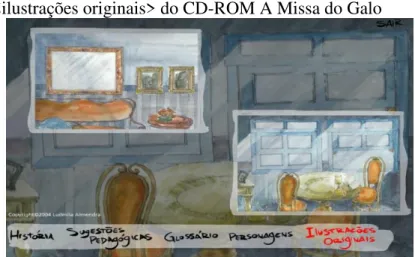 Figura 6 - Menu &lt;ilustrações originais&gt; do CD-ROM A Missa do Galo 