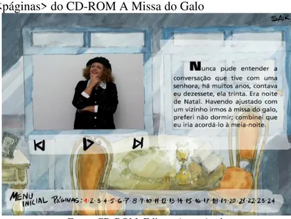 Figura 7 - Menu &lt;páginas&gt; do CD-ROM A Missa do Galo 