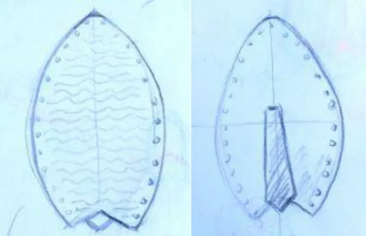 Fig. 5.  Backboard inspired in the shape of a fish. Left image: front view; right  image: back view
