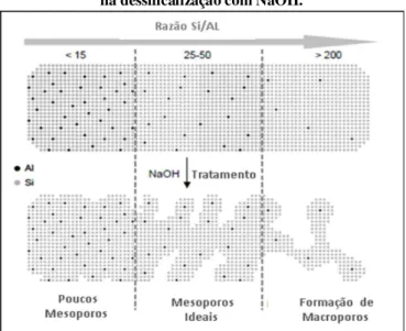 Figura 2.22 Influência da razão Si/Al na geração de mesoporos                                                              na dessilicalização com NaOH