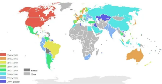 Figura 5  –  Países com unidades do McDonald´s por data de fundação