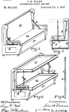 fig. 24 - Patente americana de um assento  convertível em cama, 5 de Outubro de 1897. 