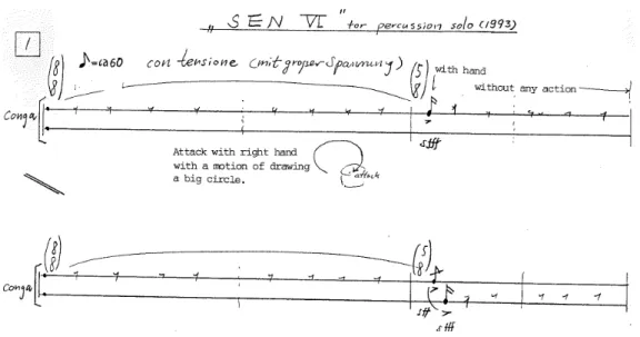 Figure 4 score excerpt  of Sen VI , by Toshio Hosokawa