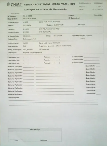 Figura 8 – Exemplo de folha de requisição de serviço do SIE. 