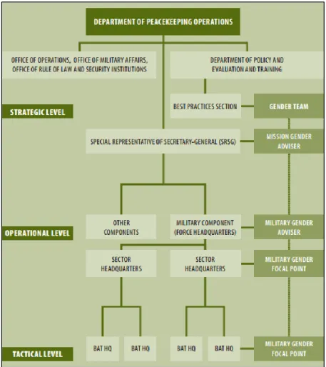Figura 2 - Estrutura genérica do Gender Adviser/Focal Point Militar da ONU  Fonte: (DPKO/DFS, 2010, p