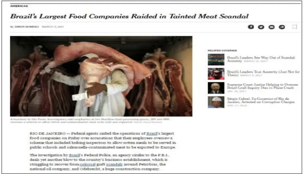 Figura 4 - As maiores empresas brasileiras de alimentos conduzem um escândalo de carne  contaminada.