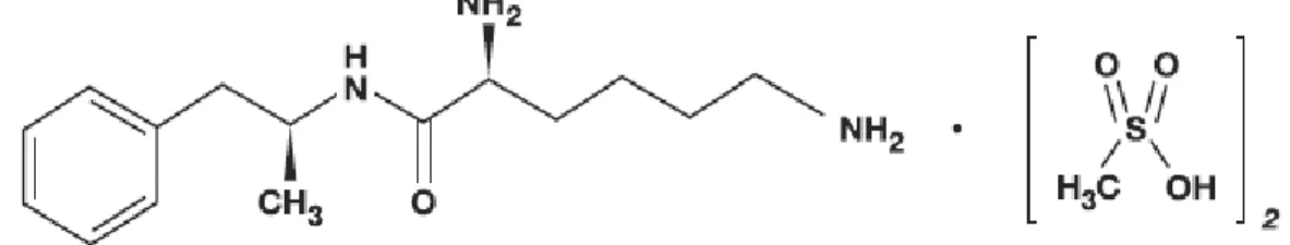 Figura 1 - Estrutura Molecular do Dimesilato de Lisdexanfetamina (Venvanse®) 
