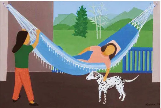 Figura 02 , Djanira, “descansando na rede”, óleo sobre tela, 54x61, 1975.