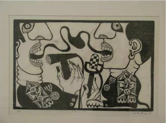 Figura 04- A mesma língua, 1967, xilogravura, Antonio Henrique Amaral. 