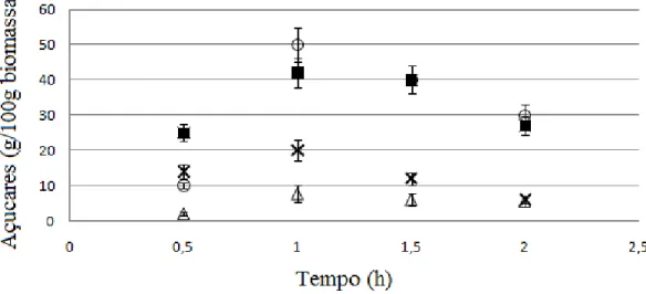 Figura 4.8. Verificação de tempo ótimo de hidrólise ácida da matéria prima.  