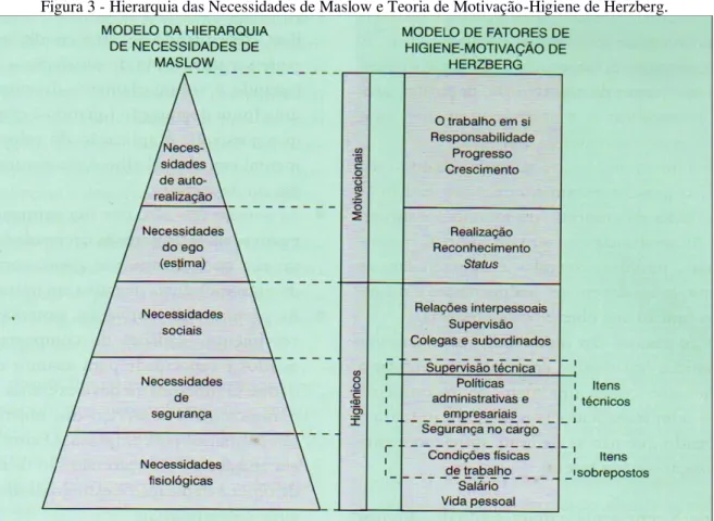 Figura 3 - Hierarquia das Necessidades de Maslow e Teoria de Motivação-Higiene de Herzberg