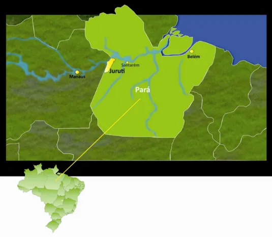 Figura 1: Mapa do estado do Pará e Juruti.  Fonte: GVCES (2010a). 
