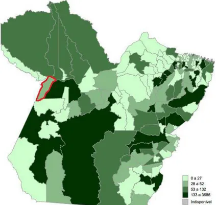Figura 2: Leitos para internação em estabelecimento de saúde de Juruti e do Pará.  Fonte: IBGE (2009a)