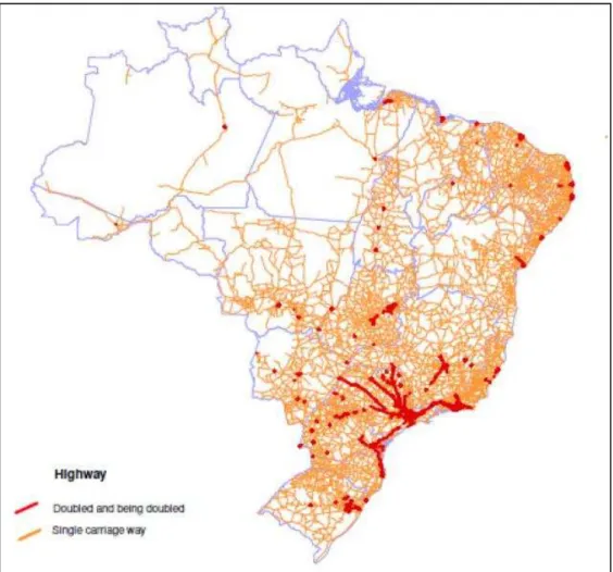 Figure 6: Highways in Brazil   Source: World Bank 2010 
