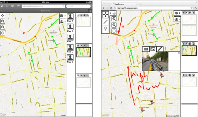 Figure  6.  At  left,  the  tool  running  in  iPad’s  Safari  browser.  At  right,  the  tool  running  in  MacBook’s  Chrome browser