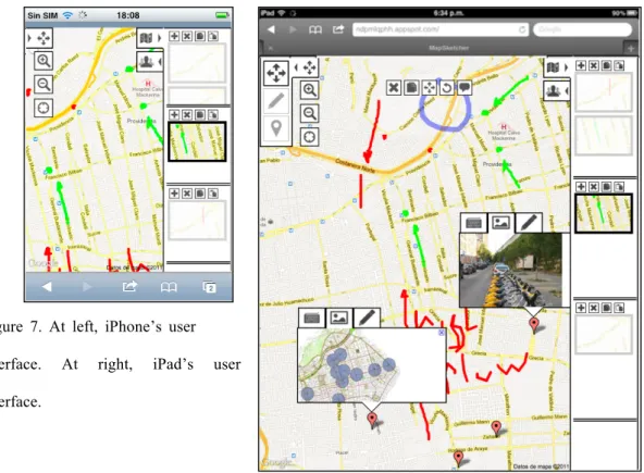 Figure  7.  At  left,  iPhone’s  user  interface.  At  right,  iPad’s  user  interface