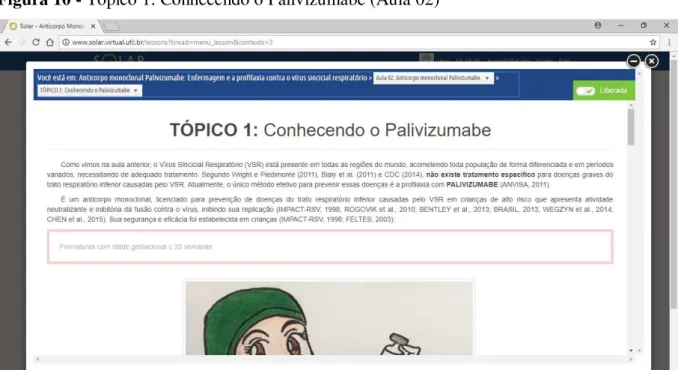 Figura 10 - Tópico 1: Conhecendo o Palivizumabe (Aula 02) 