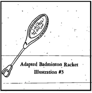 Figura 7.  Ilustração da adaptação realizada por Coward da empunhadura  da raquete para  prática de pessoas com muletas ou amputados
