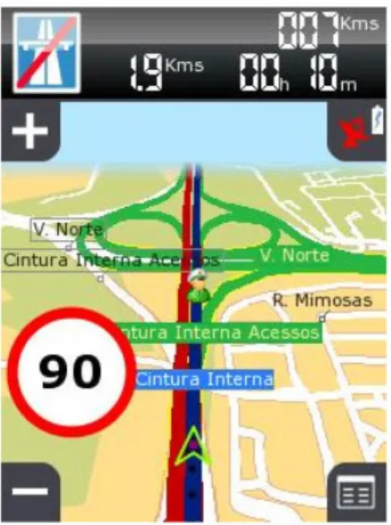 Figura 2.1 Ecrã do sistema de navegação NDrive [NDrive] 