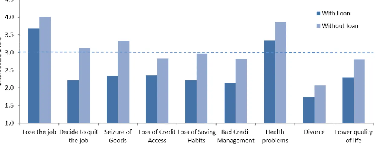 Figure 17 - Level of concern about payment default risks by ownership of loans 
