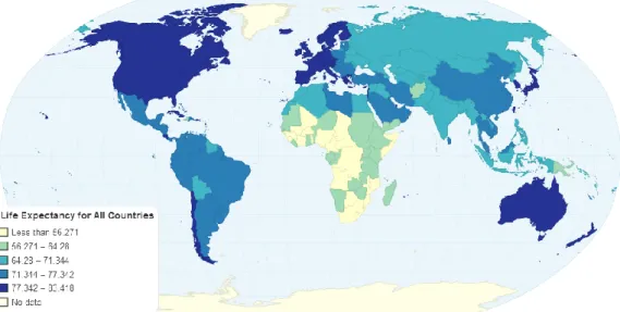 Figure 13 - Choropleth map with life expectancy for all countries 