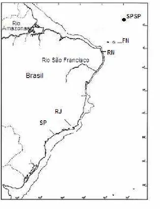 Figura 9. Mapa do Brasil.  RN- Rio Grande do Norte; FN- Arquipélago de Fernando de 