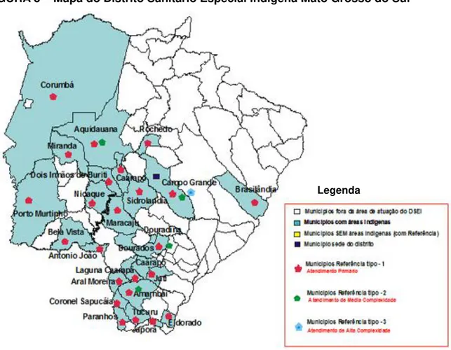 FIGURA 3  –  Mapa do Distrito Sanitário Especial Indígena Mato Grosso do Sul 