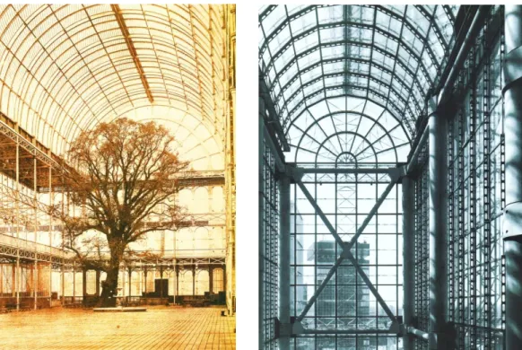 Fig.  1.27  -  Crystal  Palace,  Londres,  interior;  fig.  1.28  -  Lloyd´s  Building,  Londres  (1978-86),  Richard  Rogers Partnership