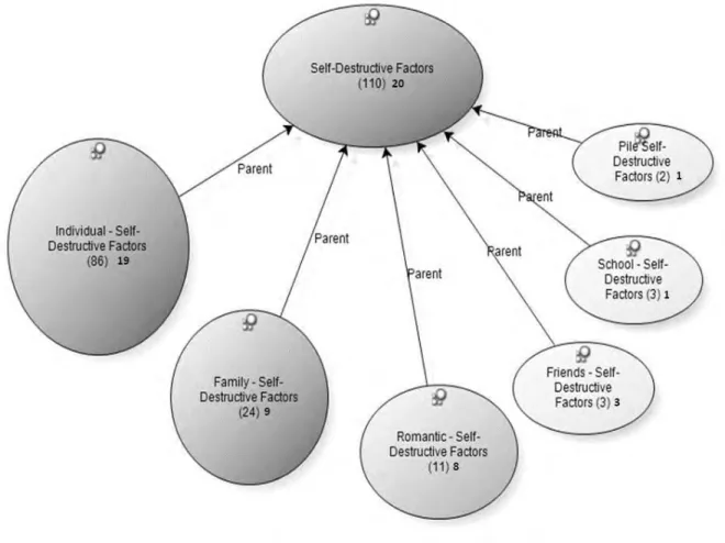 Figure 3: categories designed through self-destructive factors emerged. 