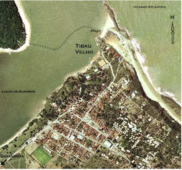 Figura 2 . Mapa da atual sede municipal localizando “o Tibau Velho”  (fonte: Prefeitura Municipal de Tibau do Sul, editado pela autora) 