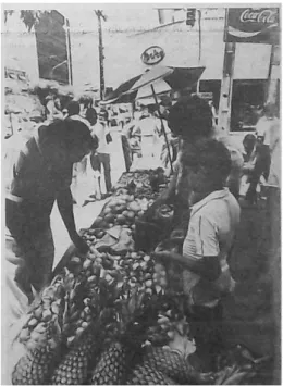 Figura  08:  Barracas  de  Ambulantes  na  Avenida  Rio  Branco,  1985.  A  legenda  da  imagem  informa: “Frutas, verduras, tudo à venda pelas calçadas”