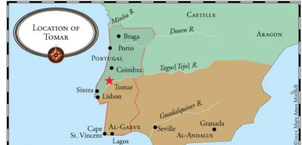 Figure 1. Map of the Iberian Peninsula showing the location of Tomar. (Mary Ames Michell ® ) 