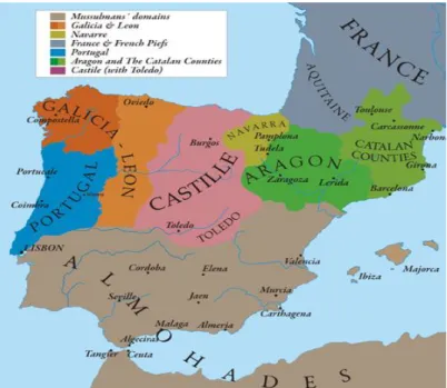 Figure 6. Geo-political situation during the Reconquista period. (Source: Pinterest) 