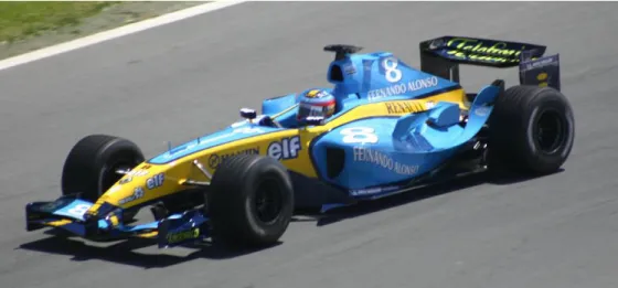 Figura 2.11 - Renault R24, com chassi híbrido, 2004; in “https://en.wikipedia.org/wiki/Renault_R24, consultado  em 2016-04-03, 10:00”