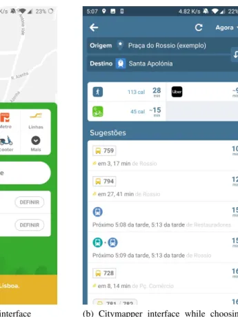 Figure 2.4: Citymapper Interfaces (Part 1)