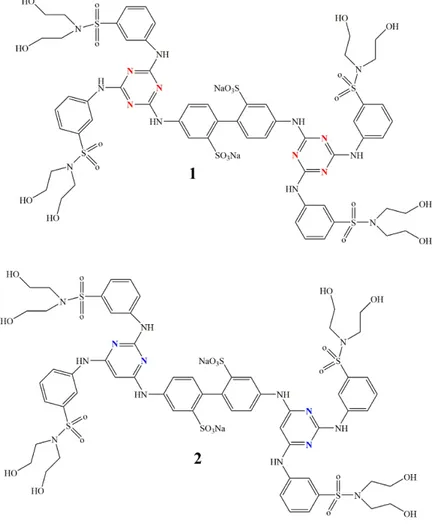 Figure 17: The triazine compound 1 and the pyrimidine analog 2 (78). 