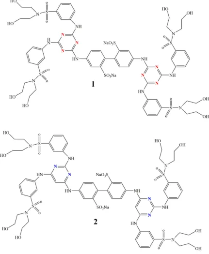 Figure 17: The triazine compound 1 and the pyrimidine analog 2 (78). 