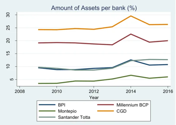Figure 1 - Amount of assets per bank as a percentage of total assets. 