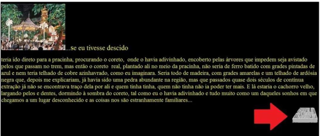 Figura 12: Uma das páginas da hiperficção “A Dama de Espadas”, de Marcos Palacios. Destaque para o mapa 