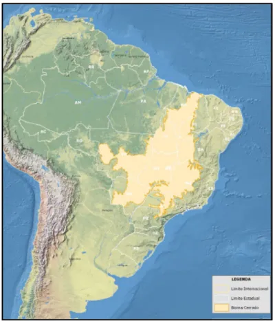 Figura 1. Mapa de localização do cerrado no território brasileiro (IBAMA, 2009). 