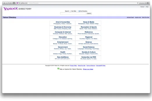 Figure 3.1: Yahoo! Web Directory [Yah12]