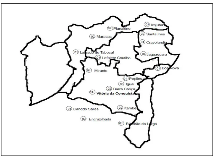 Gráfico 3: Número de PAs por municípios da Região Sudoeste da Bahia 