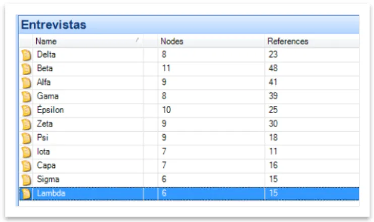 Figura 7: Imagem de QSR NVivo, com as transcrições das entrevistas. 