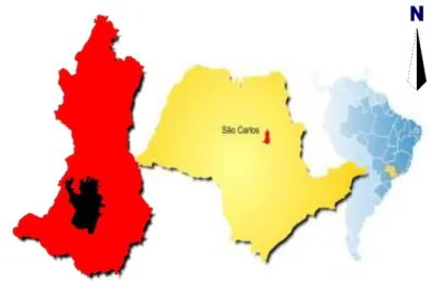 Figura 4. Localização da zona urbana e do Município de São Carlos 