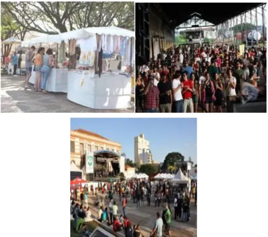 Figura 6. Praça XV com exposição e comercialização de Artesanato, Grito Rock -  Estação Ferroviária, Contato e Feira Regional Economia Solidária 