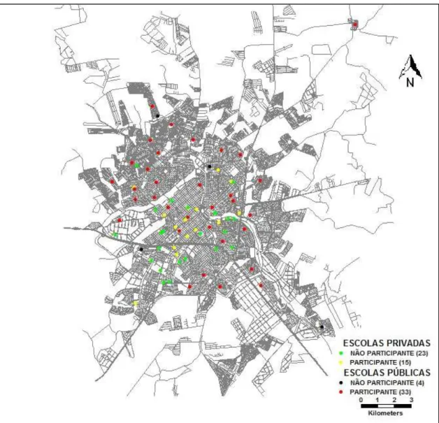 Figura 4.1 – Unidades escolares pesquisadas em São José do Rio Preto 