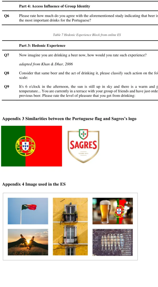 Table 7 Hedonic Experience Block from online ES 