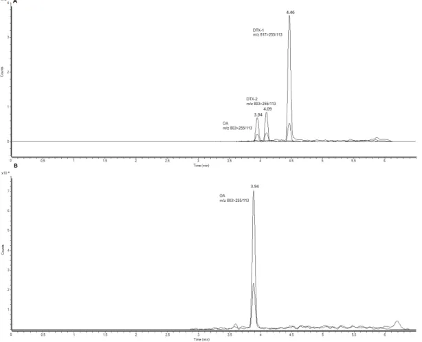 Figure 4. Mass chromatograms of the UPLC-MS/MS obtained under multiple reaction monitoring (MRM) in negative mode