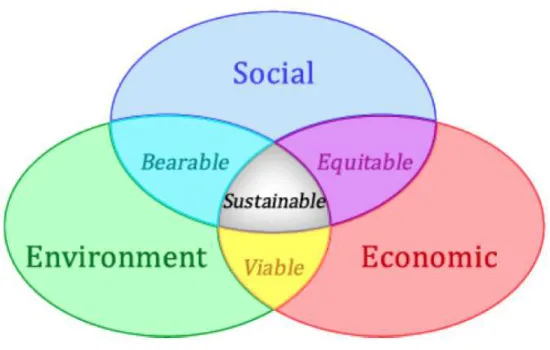 Figure 1: Three main components of the sustainability paradigm and intersections  among them (Source: International Union for the Conservation of Nature) 